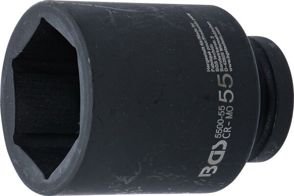Kraft-Steckschlüssel-Einsatz Sechskant, tief | Antrieb Innenvierkant 25 mm (1") | SW 55 mm