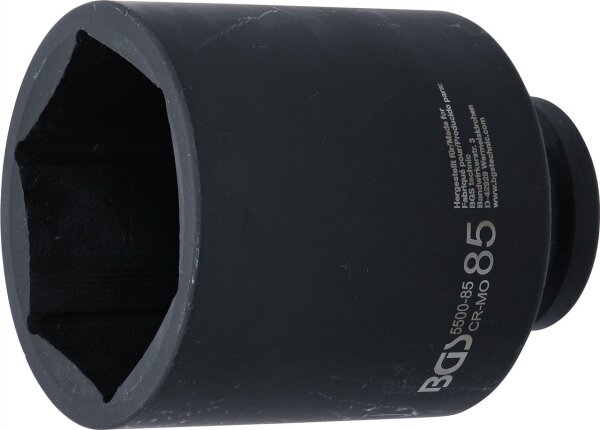 Kraft-Steckschlüssel-Einsatz Sechskant, tief | Antrieb Innenvierkant 25 mm (1") | SW 85 mm