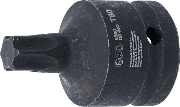Kraft-Bit-Einsatz | Länge 60 mm | Antrieb Innenvierkant 20 mm (3/4") | T-Profil (für Torx) T60