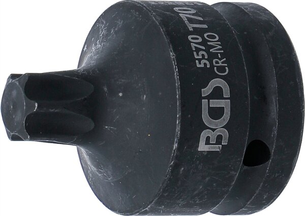 Kraft-Bit-Einsatz | Länge 60 mm | Antrieb Innenvierkant 20 mm (3/4") | T-Profil (für Torx) T70