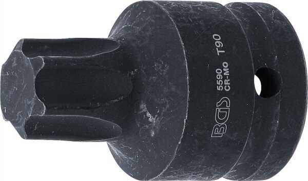 Kraft-Bit-Einsatz | Länge 60 mm | Antrieb Innenvierkant 20 mm (3/4") | T-Profil (für Torx) T90