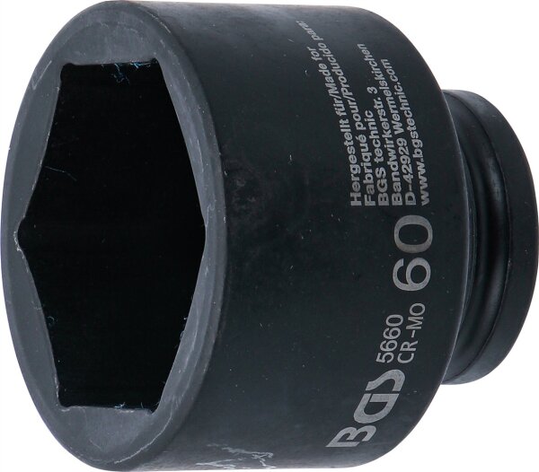 Kraft-Steckschlüssel-Einsatz Sechskant | Antrieb Innenvierkant 20 mm (3/4") | SW 60 mm
