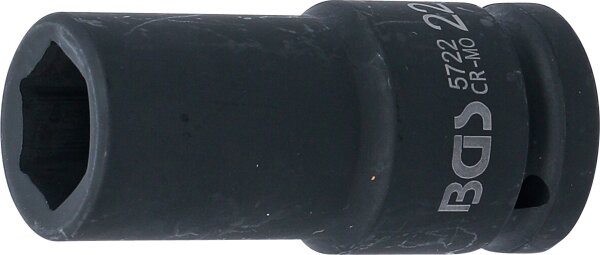 Kraft-Steckschlüssel-Einsatz Sechskant, tief | Antrieb Innenvierkant 20 mm (3/4") | SW 22 mm