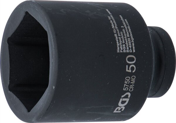 Kraft-Steckschlüssel-Einsatz Sechskant, tief | Antrieb Innenvierkant 20 mm (3/4") | SW 50 mm