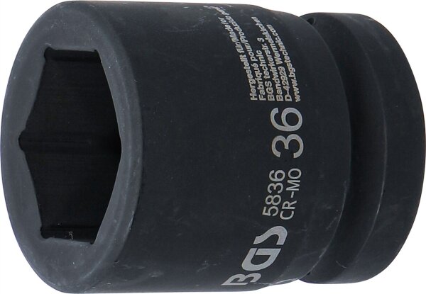 Kraft-Steckschlüssel-Einsatz Sechskant | Antrieb Innenvierkant 25 mm (1") | SW 36 mm