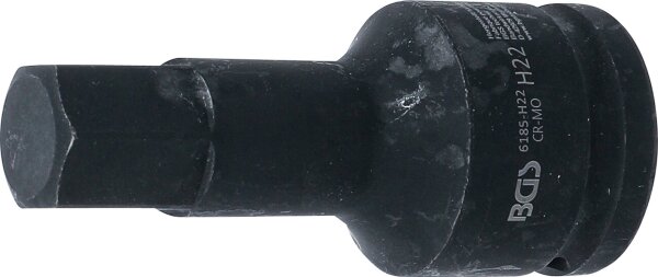 Kraft-Bit-Einsatz | Länge 100 mm | Antrieb Innenvierkant 20 mm (3/4") | Innensechskant 22 mm