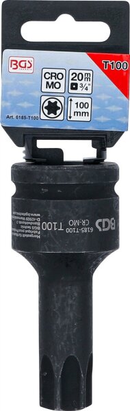 Kraft-Bit-Einsatz | Länge 100 mm | Antrieb Innenvierkant 20 mm (3/4") | T-Profil (für Torx) T100