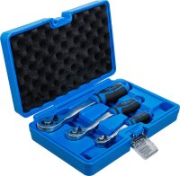 Umschaltknarren-Satz | feinverzahnt | Abtrieb Außenvierkant 6,3 mm (1/4") - 10 mm (3/8") - 12,5 mm (1/2") | 3-tlg.