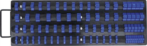 Aufsteckschienen-Set für Steckschlüssel-Einsätze | mit 80 Clips | für Einsätze 6,3 mm (1/4"), 10 mm (3/8"), 12,5 mm (1/2")