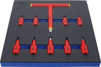 Werkstattwageneinlage 2/3: VDE-Bit-Einsatz-Satz | Antrieb Innenvierkant 10 mm (3/8") / 12,5 mm (1/2") | Innensechskant 4 - 10 mm | 10-tlg.