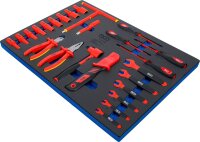 Werkstattwageneinlage 3/3: VDE-Steckschlüssel-Satz | Antrieb Innenvierkant 10 mm (3/8") | 26-tlg.