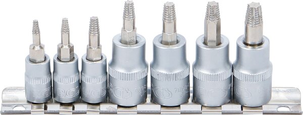 Schraubenausdreher-Bit-Einsatz-Satz | Antrieb Innenvierkant 6,3 mm (1/4") / 10 mm (3/8") | für defektes T-Profil (für Torx) | T10 - T40 | 7-tlg.