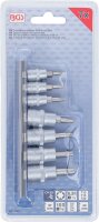 Schraubenausdreher-Bit-Einsatz-Satz | Antrieb Innenvierkant 6,3 mm (1/4") / 10 mm (3/8") | für defektes T-Profil (für Torx) | T10 - T40 | 7-tlg.