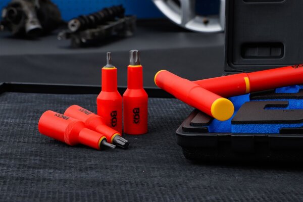 VDE-Bit-Einsatz-Satz | Antrieb Innenvierkant 12,5 mm (1/2") | T-Profil (für Torx) T20 - T55 | 10-tlg.