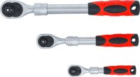 Umschaltknarren-Satz | ausziehbar | Abtrieb Außenvierkant 6,3 mm (1/4") - 10 mm (3/8") - 12,5 mm (1/2") | 3-tlg.