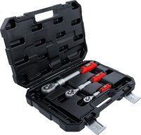 Umschaltknarren-Satz | ausziehbar | Abtrieb Außenvierkant 6,3 mm (1/4") - 10 mm (3/8") - 12,5 mm (1/2") | 3-tlg.