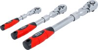 Umschaltknarren-Satz | ausziehbar, abwinkelbar | Abtrieb Außenvierkant 6,3 mm (1/4") - 10 mm (3/8") - 12,5 mm (1/2") | 3-tlg.