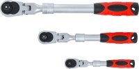 Umschaltknarren-Satz | ausziehbar, abwinkelbar | Abtrieb Außenvierkant 6,3 mm (1/4") - 10 mm (3/8") - 12,5 mm (1/2") | 3-tlg.