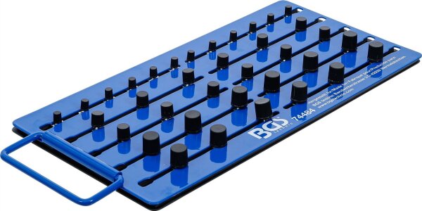 Magnet-Stecktafel | mit Außenvierkant | für 36 Steckschlüssel-Einsätze | Antrieb 6,3 mm (1/4"), 10 mm (3/8"), 12,5 mm (1/2")