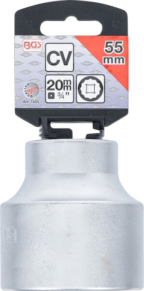 Steckschlüssel-Einsatz Zwölfkant | Antrieb Innenvierkant 20 mm (3/4") | SW 55 mm