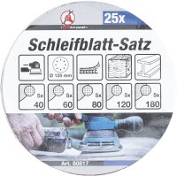 Schleifblatt-Satz für Exzenterschleifer | Ø 125 mm | K 40 - 180 | 25-tlg.