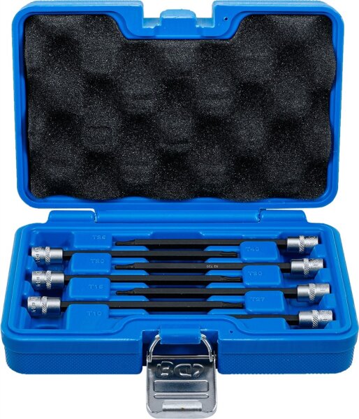 Bit-Einsatz-Sortiment | Antrieb Innenvierkant 6,3 mm (1/4") | T-Profil (für Torx) mit Kugelkopf T10 - T40 | 7-tlg.