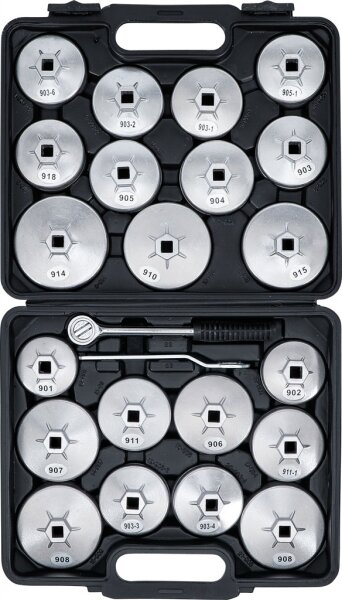 Ölfilterschlüssel-Satz | Aluminium-Druckguss | Antrieb Innenvierkant 12,5 mm (1/2") | 23-tlg.