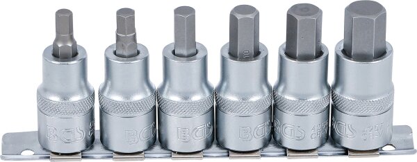 Bit-Einsatz-Satz | Antrieb Innenvierkant 12,5 mm (1/2") | Innensechskant 6 - 14 mm | 6-tlg.