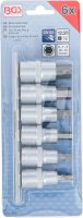 Bit-Einsatz-Satz | Antrieb Innenvierkant 12,5 mm (1/2") | Innensechskant 6 - 14 mm | 6-tlg.