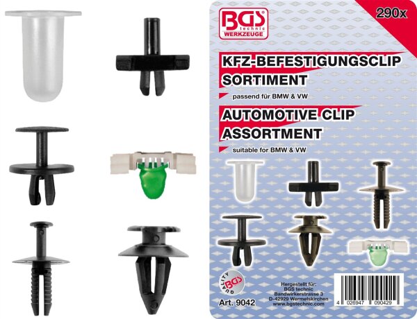Kfz-Befestigungsclip-Sortiment für BMW, VW | 290-tlg.
