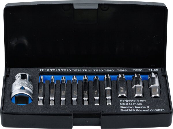 Schraubenausdreher-Satz | für defektes T-Profil (für Torx) T10 - T55 | 11-tlg.