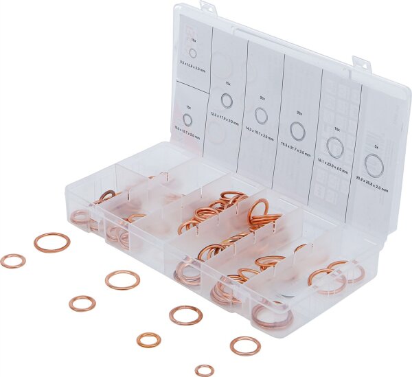 O-Ring-Sortiment | Kupfer | Ø 6 - 20 mm | 95-tlg.