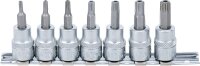 Bit-Einsatz-Satz | Antrieb Innenvierkant 10 mm (3/8") | T-Profil (für Torx) mit Bohrung T15 - T50 | 7-tlg.