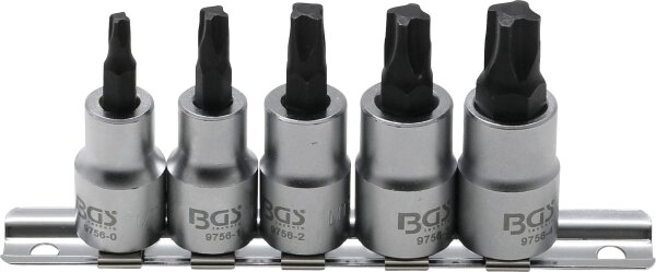 Bit-Einsatz-Satz | Antrieb Innenvierkant 10 mm (3/8") | 4-kant Profil (für MTS-Mortorq) MTS0 - MTS04 | 5-tlg.