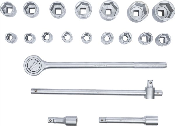 Steckschlüssel-Satz | Antrieb 20 mm (3/4") | SW 19 - 50 mm | 20-tlg.