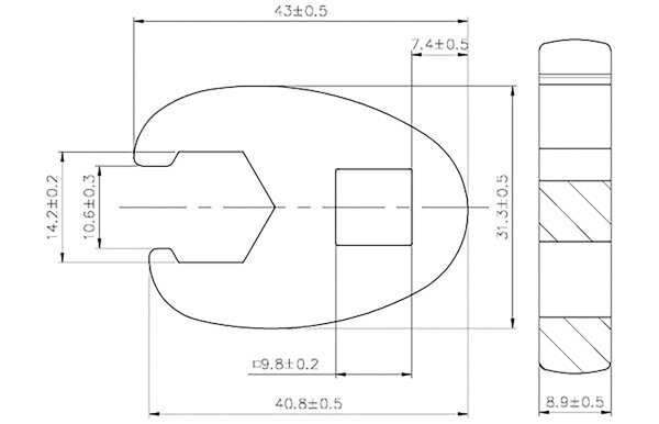 Hahnenfußschlüssel | Antrieb Innenvierkant 10 mm (3/8") | SW 14 mm