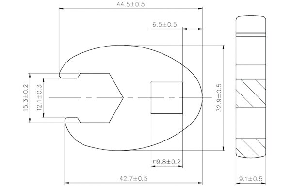Hahnenfußschlüssel | Antrieb Innenvierkant 10 mm (3/8") | SW 15 mm
