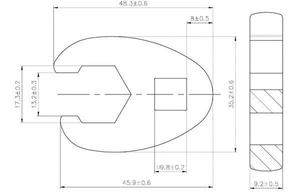 Hahnenfußschlüssel | Antrieb Innenvierkant 10 mm (3/8") | SW 17 mm