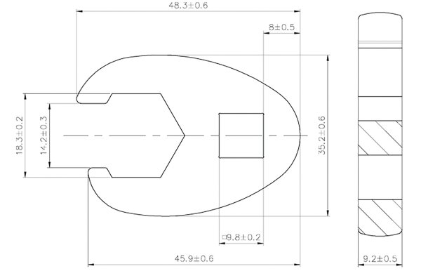 Hahnenfußschlüssel | Antrieb Innenvierkant 10 mm (3/8") | SW 18 mm