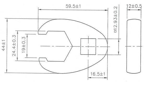 Hahnenfußschlüssel | Antrieb Innenvierkant 12,5 mm (1/2") | SW 24 mm