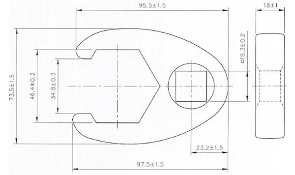 Hahnenfußschlüssel | Antrieb Innenvierkant 20 mm (3/4") | SW 46 mm