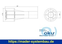 OKU Wanddurchführung poolseitig 2" IG Rohranschluss Klebestutzen Ø 63 mm,  Klebemuffe 50 mm,  L 30 cm