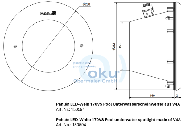 OKU Unterwasserscheinwerfer SET 2 x Pahlén LED Weiß VS aus V4A VS Unterwasserscheinwerfer aus V4A CA
