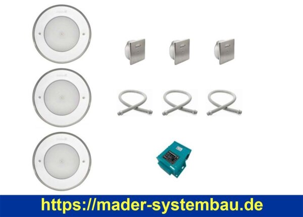 OKU Unterwasserscheinwerfer SET 3 x Pahlén LED  RGB VS aus V4A 170VS Unterwasserscheinwerfer aus V4A CA