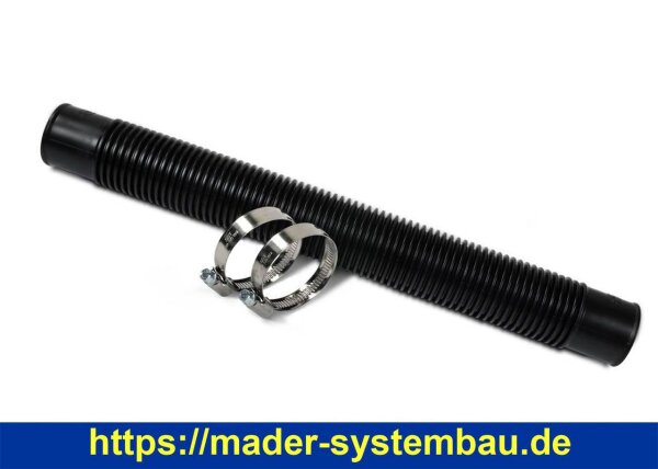 OKU Schlauch schwarz Ø 38 mm Länge 0,385 m mit 2 Edelstahlschlauchschellen 32-50 mm