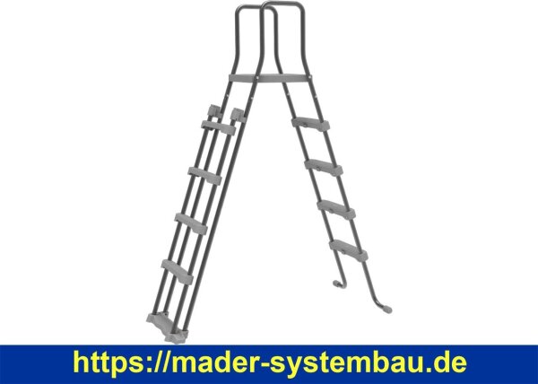 OKU OKU Sicherheitsleiter 4-stufig verzinkt, anwendbar für Pool mit einer Höhe von bis zu 132 cm