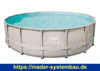 Frame Pool Ø 427 x 107 cm Rattanoptik Hellgrau