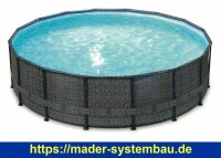 Frame Pool Ø 488 x 122 cm Rattanoptik anthrazit
