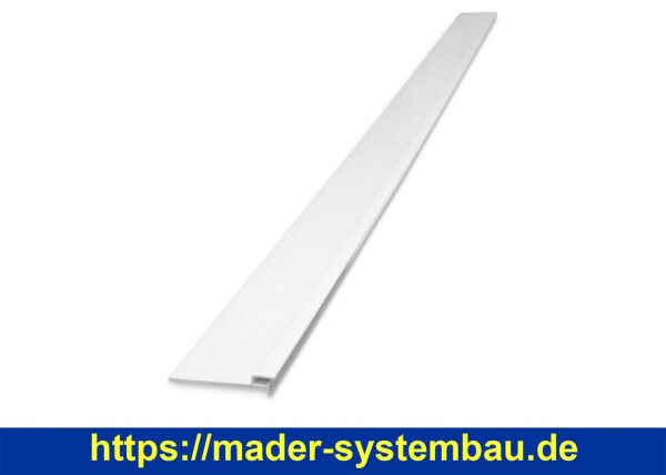 Befestigungsleiste mit Wandschlag für Keilbiese 2 Meter Stange | 100 mm breit | Weiß