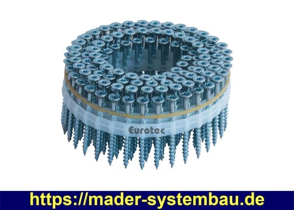 Eurotec Paneltwistec Senkkopf magaziniert; Stahl blau verzinkt; TX25 5,0 x 80 mm VE:125